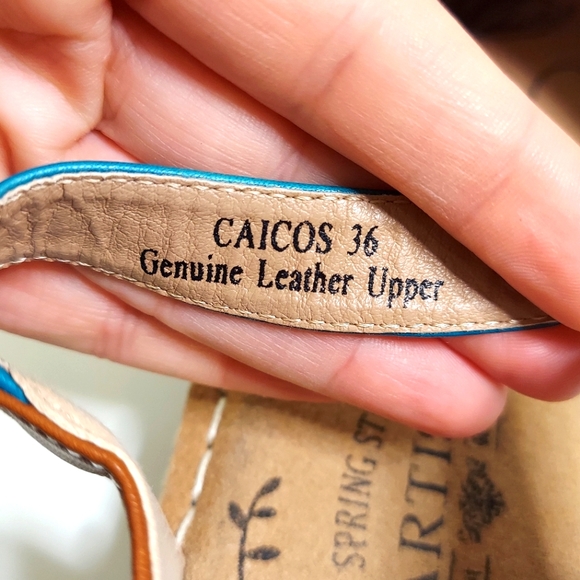 L'artiste Caicos Spring Step Turquoise & Brown Leather Mary Jane Flat Shoes - Picture 6 of 14